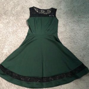 Green dress with lace accents